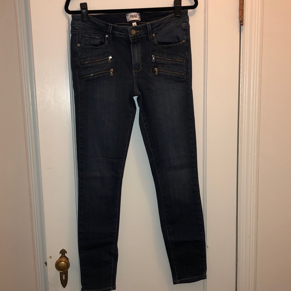 Paige Edgemont denim jeans with zippers medium wash